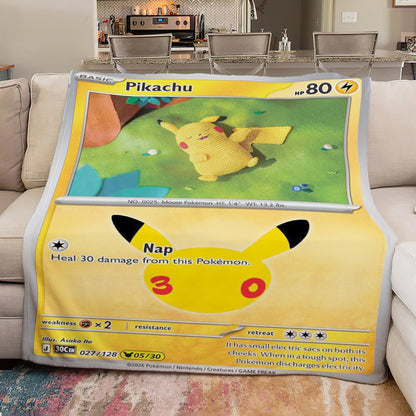 PKM Pikachu 30th Anniversary Custom Fleece Blanket