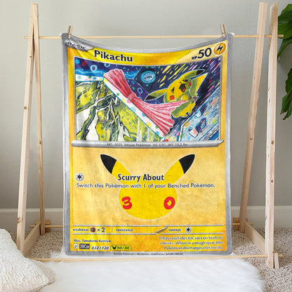 PKM Pikachu 30th Anniversary Custom Fleece Blanket