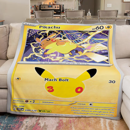PKM Pikachu 30th Anniversary Custom Fleece Blanket
