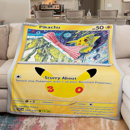PKM Pikachu 30th Anniversary Custom Fleece Blanket