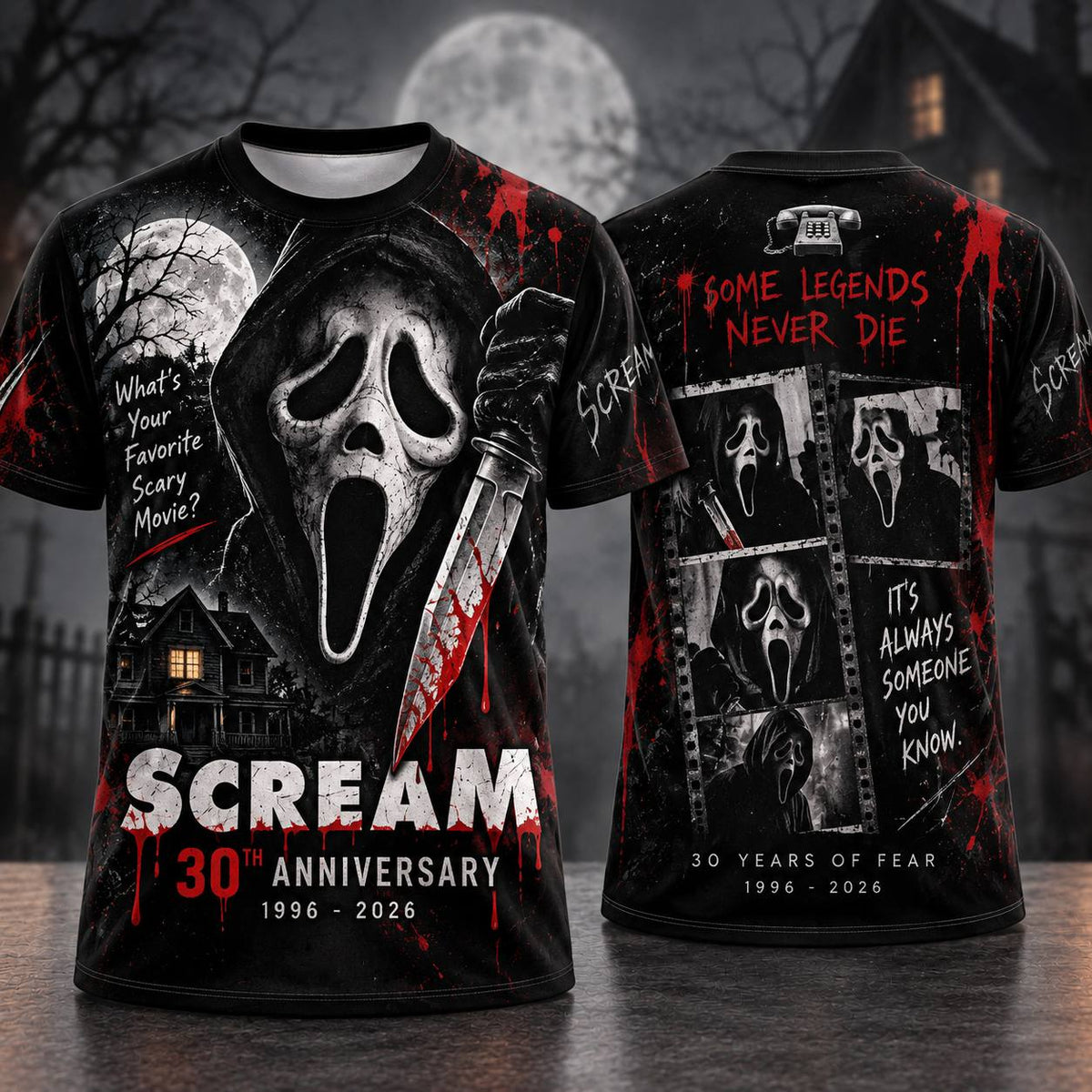 Scream 30th Anniversary AOP T-Shirt Sweatshirt Hoodie