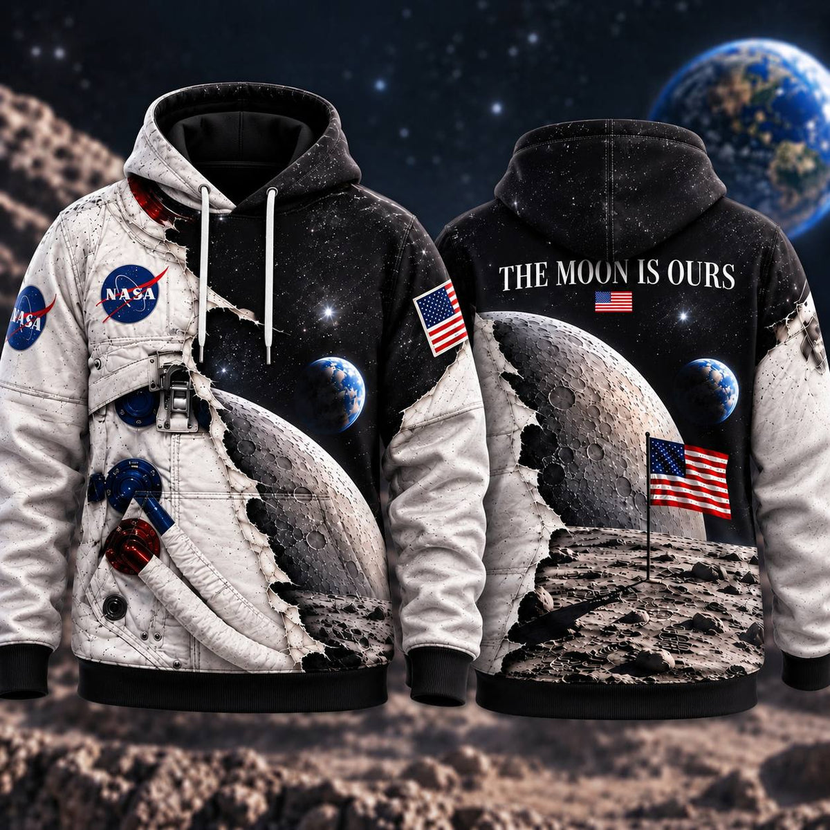 The Moon Is Ours AOP T-Shirt Sweatshirt Hoodie