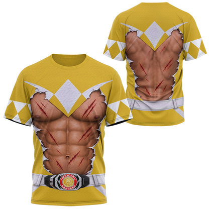 Mighty Morphin Power Rangers Yellow Ranger Six-Pack Abs T-Shirt Sweatshirt Hoodie Sweatpants
